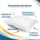 Kit 4 Travesseiro Pluma de Ganso Flocado Em Espuma Confortavel e Macio Antiacaro 70x50cm
