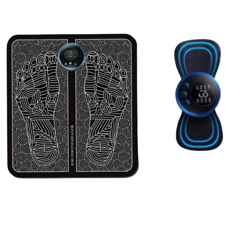 Kit Tapete E Mini Massageador Elétrico Dor Pés E Musculares Tapete Massageador de Pés Elétrico Portátil Recarregável EMS