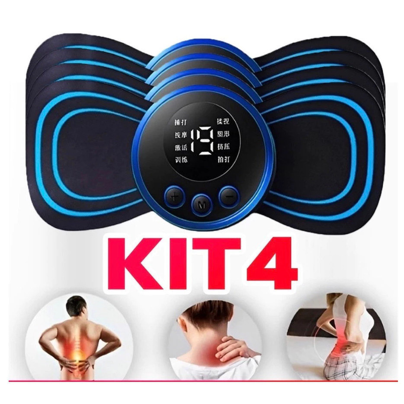 Kit 4 Mini Massageador Elétrico Portátil Cervical EMS Alivia Dores Corpo Pescoço