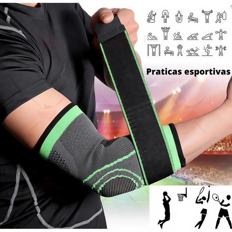 Kit 2 Cotoveleira Ajustável com Compressão para Esportes, Academia e Fitness